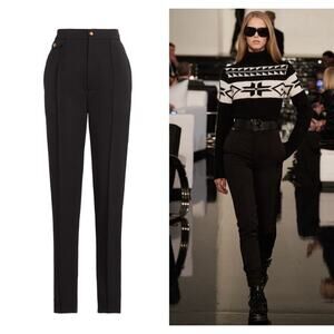 Ralph Lauren Collection Purple Label wool crepe gabardine trousers Black Runway